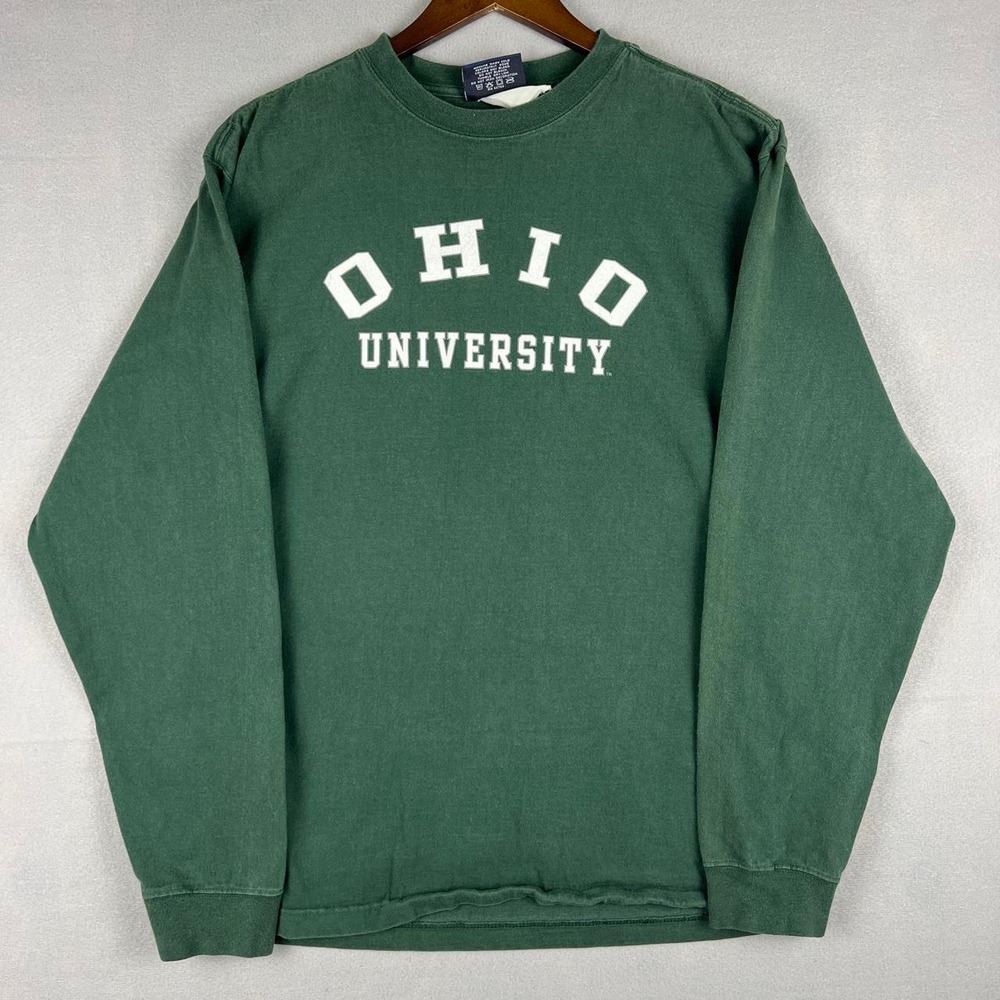 Heavy Cotton Ohio University Green Jansport Long Sleeve Shirt M